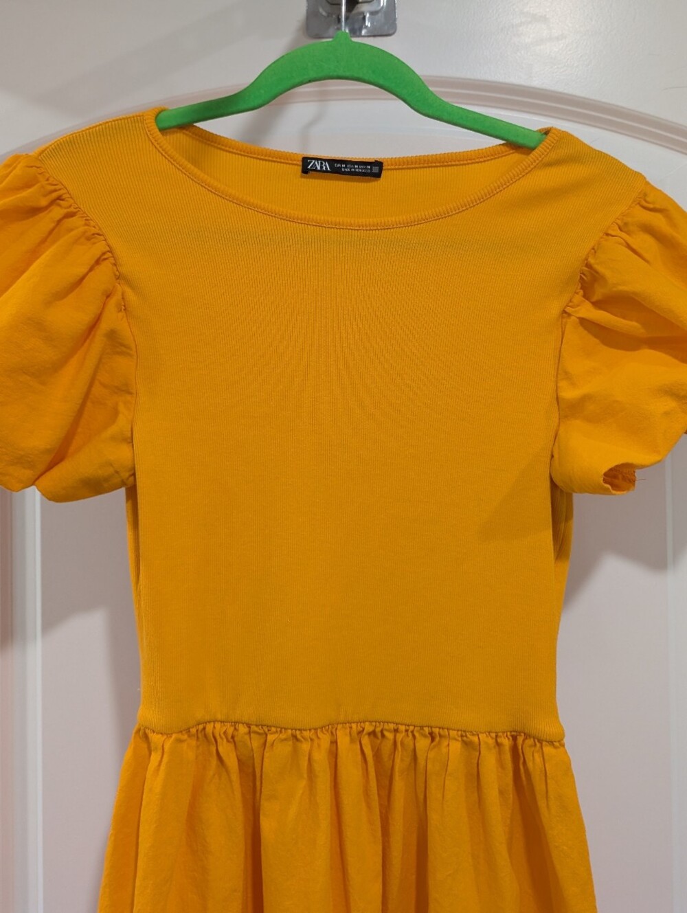 Zara Bright Yellow Puff Sleeve Casual Dress Size M - Picture 2 of 5